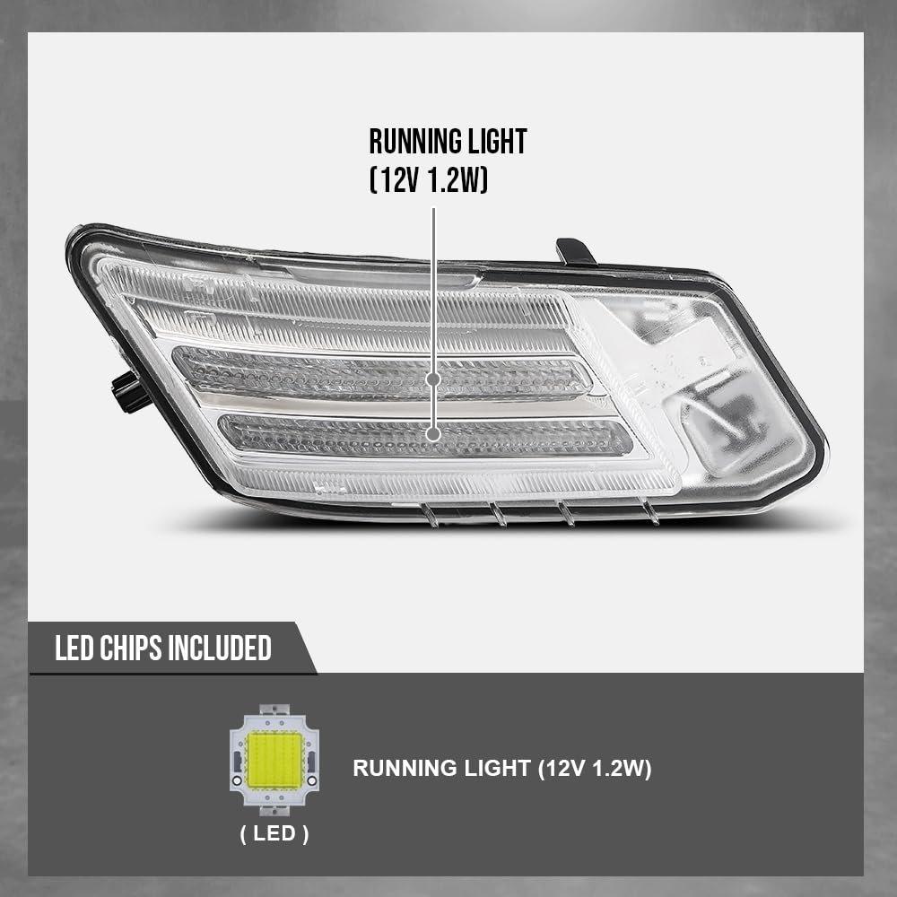 G-PLUS DRL Daytime Running Lights Pair LED Left & Right Compatible with Volvo XC60 2010-2013 31290873, 31290874 White