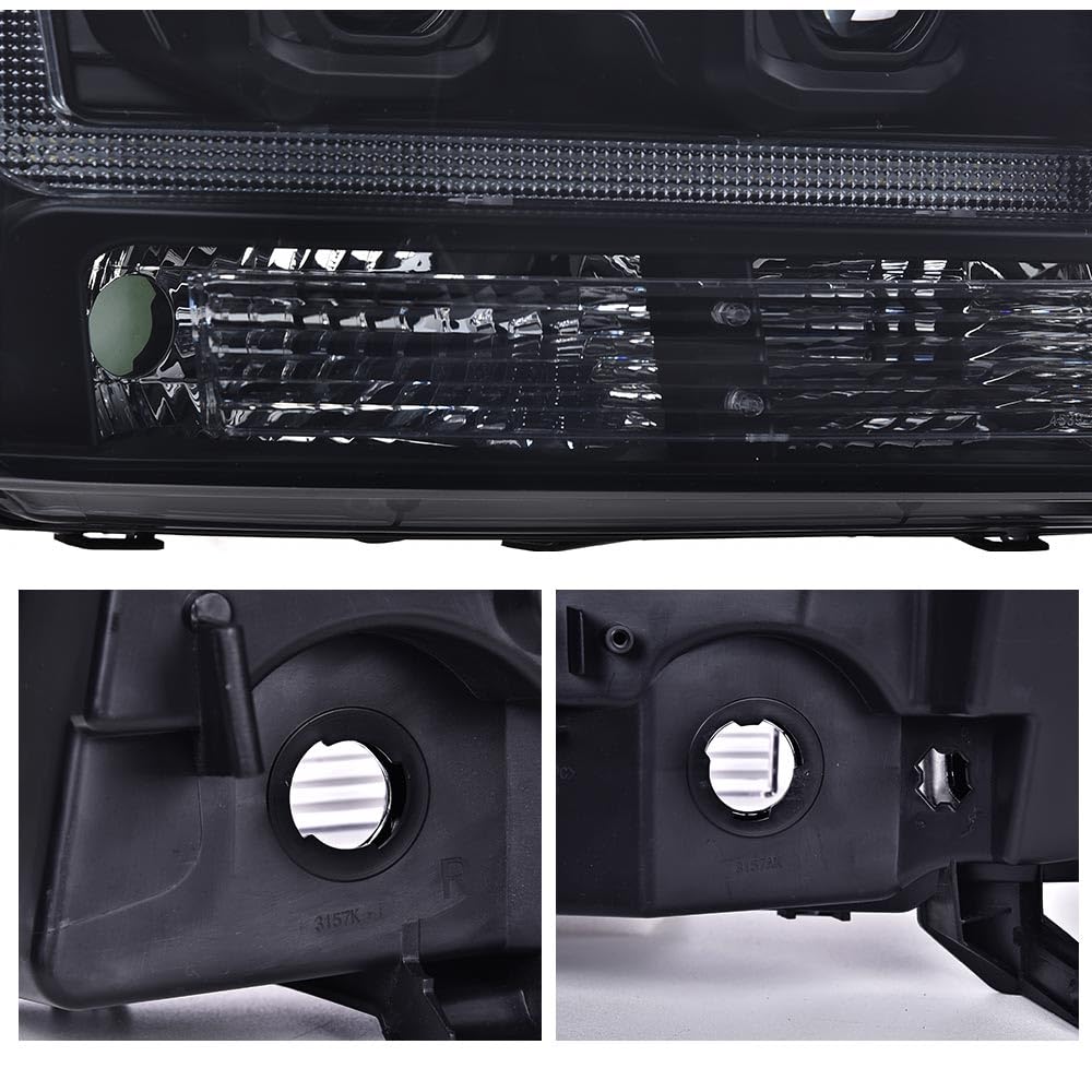 G-PLUS LED Headlights Assembly Fit Chevy Tahoe Avalanche Subarban 1500 2500 2007-2014 DRL Corner Turn Signal Headlamps Set Pair Left & Right Smoky Lens Black Housing Amber Reflector,faros delanteros