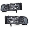 G-PLUS Headlights Lamps Fit 1994-2001 Dodge Ram 1500/1994-2002 Dodge Ram 2500 3500,Not fit Ram Sport,Smoky Lens Chrome Housing Clear Reflector w/o Bulbs Bumper Headlamps,faros delanteros Assembly