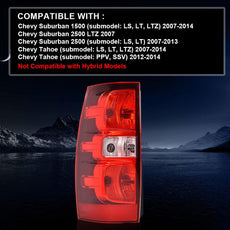 G-PLUS Tail Lights Brake Lamps Compatible with Chevy Suburban 1500 2500 2007-2014 Left Side Side View