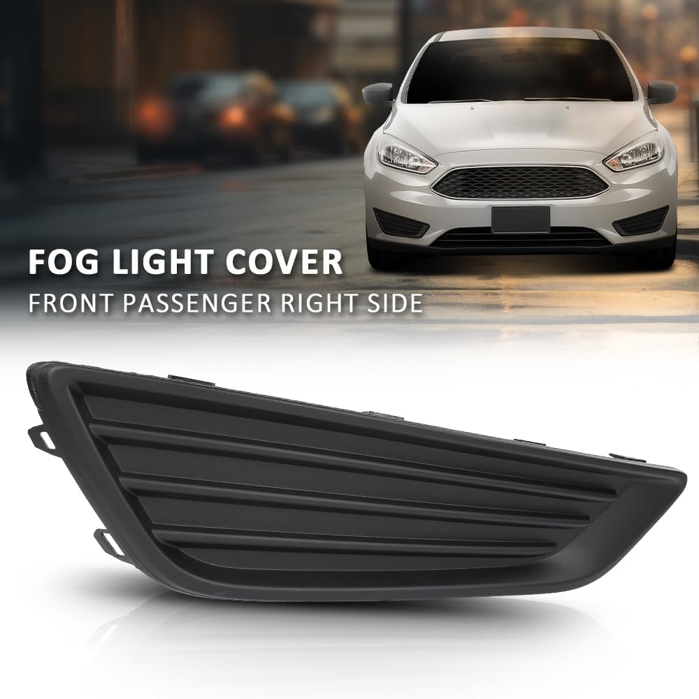 G-PLUS Front Right Fog Light Cover, Compatible with Ford Focus S 2015-2017/ Focus SE 2018, Passenger Side, F1EZ17B814A, FO1039150