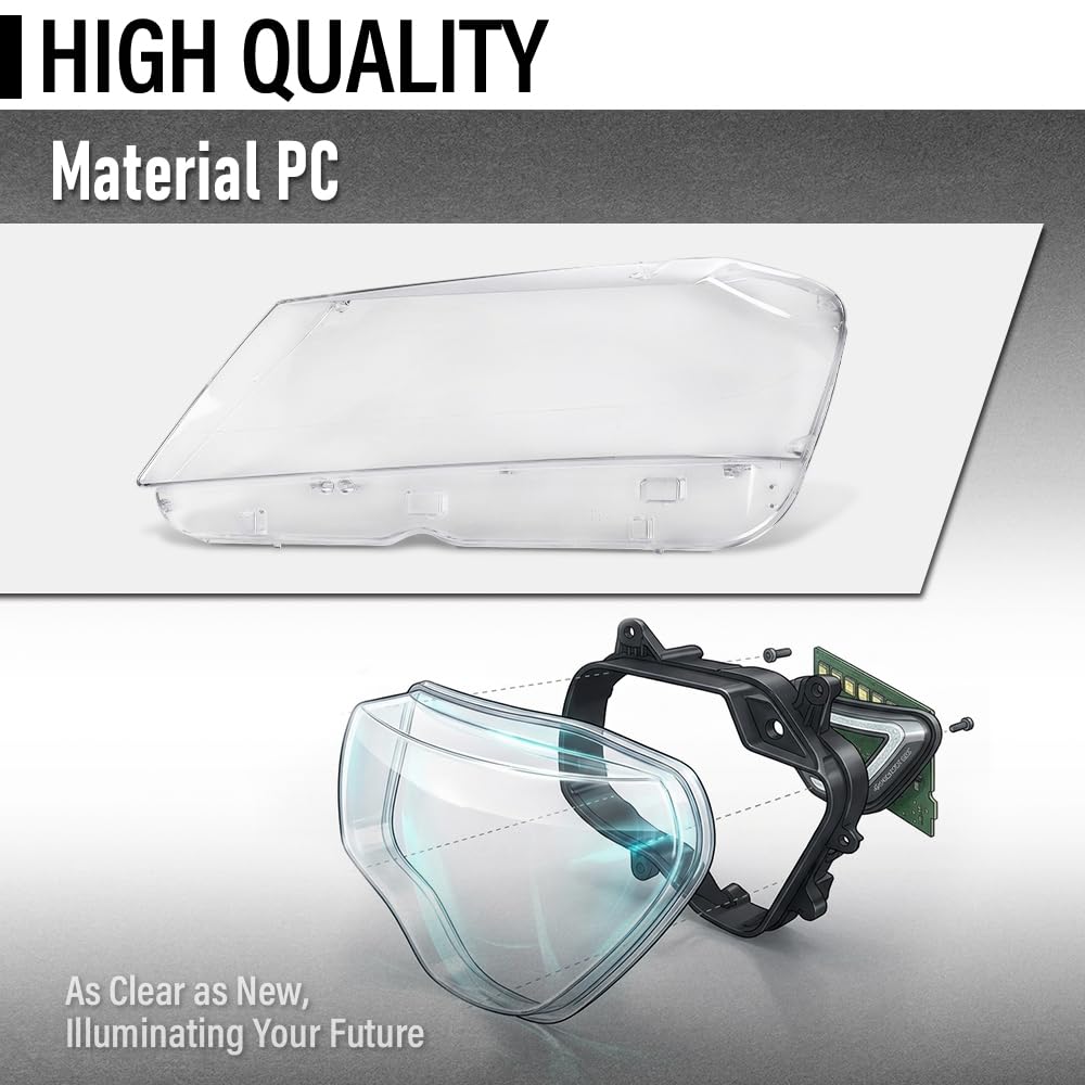 G-PLUS Headlight Lens Cover Compatible with BMW X3 F25 2011-2014 Left Side Front Headlamp Lens Cover Clear