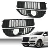G-PLUS Glossy Front Bumper Fog Light Lamp Mesh Grill Grille Compatible with Audi A4 B8 2008 2009 2010 2011 2012 Fog Light Cover