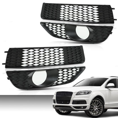 G-PLUS Glossy Front Bumper Fog Light Lamp Mesh Grill Grille Compatible with Audi A4 B8 2008 2009 2010 2011 2012 Fog Light Cover