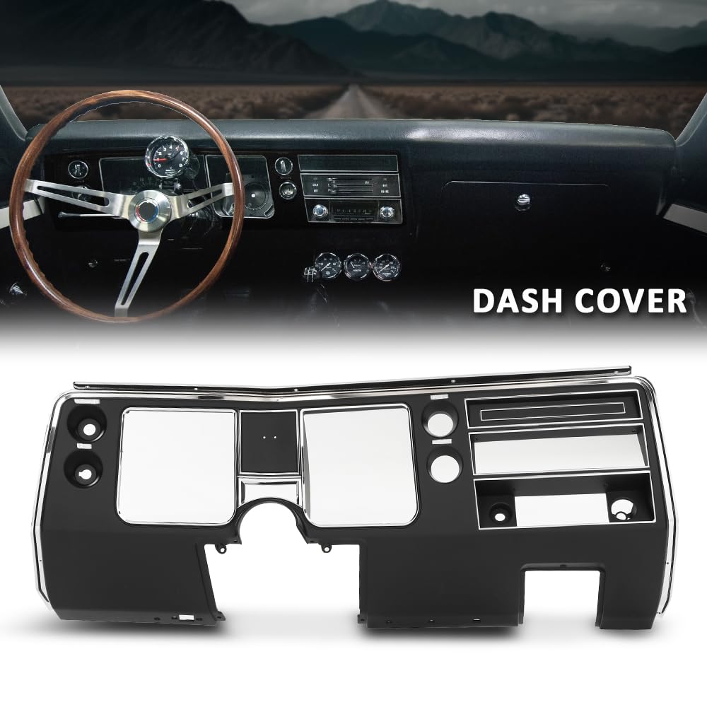 G-PLUS Dash Instrument Panel Bezel Cover, Compatible with Chevy Chevelle El Camino 1968 Without Air Black