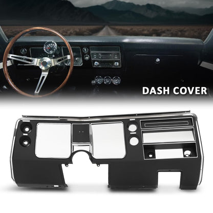 G-PLUS Dash Instrument Panel Bezel Cover, Compatible with Chevy Chevelle El Camino 1968 Without Air Black
