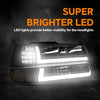 G-PLUS LED Headlights Assembly Fit Chevy Silverado 1999-2002,Fit Chevy Tahoe/Suburban 1500 2500 2000-2006,Headlamps Left & Right Clear Lens Chrome Housing Clear Reflector