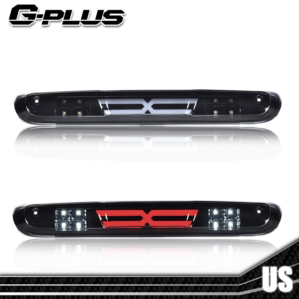 G-PLUS LED Third Brake Light Compatible With 07-14 Chevy Silverado/GMC Sierra,3RD LED Bar Brake/Cargo Light,Type X (Smoky lens Black Housing Amber Reflector)