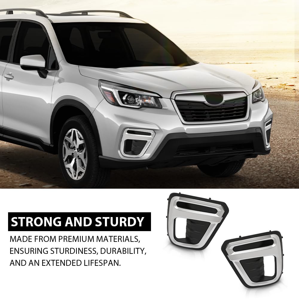 G-PLUS Front Fog Light Cover Bezel Trims, Compatible with Subaru Forester (submodel: Premier, Touring) 2019-2021, LH Driver & RH Passenger Side 2PCS, 57731SJ120, 57731SJ130