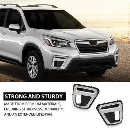 G-PLUS Front Fog Light Cover Bezel Trims, Compatible with Subaru Forester (submodel: Premier, Touring) 2019-2021, LH Driver & RH Passenger Side 2PCS, 57731SJ120, 57731SJ130