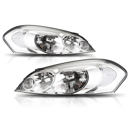 G-PLUS Headlights Assembly Fit Chevy Monte Carlo 2006 2007/Chevy Impala 2006-2013/Chevy Impala Limited 2014 2015 2016 Headlamps W/o Bulbs Clear Lens Chrome Housing Clear Reflector,faros delanteros