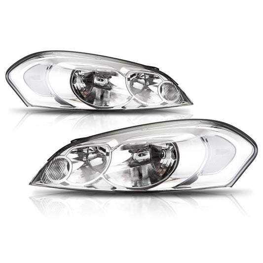 G-PLUS Headlights Assembly Fit Chevy Monte Carlo 2006 2007/Chevy Impala 2006-2013/Chevy Impala Limited 2014 2015 2016 Headlamps W/o Bulbs Clear Lens Chrome Housing Clear Reflector,faros delanteros