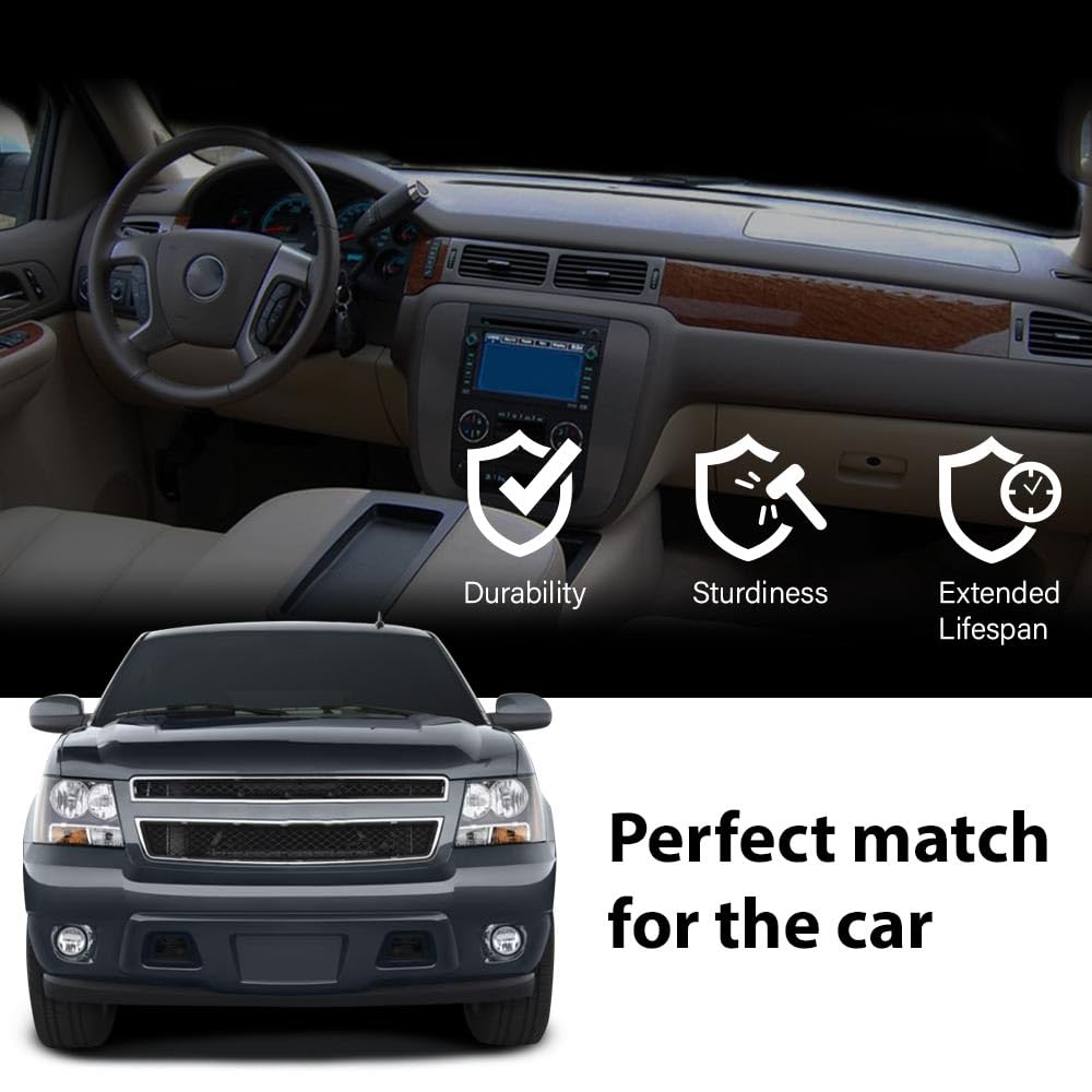 G-PLUS TPE Dash Board Dash Cover Compatible with 2007-2014 Chevy Tahoe Suburban Yukon Avalanche/GMC Sierra 1500 2500 HD 3500 HD Yukon Gray