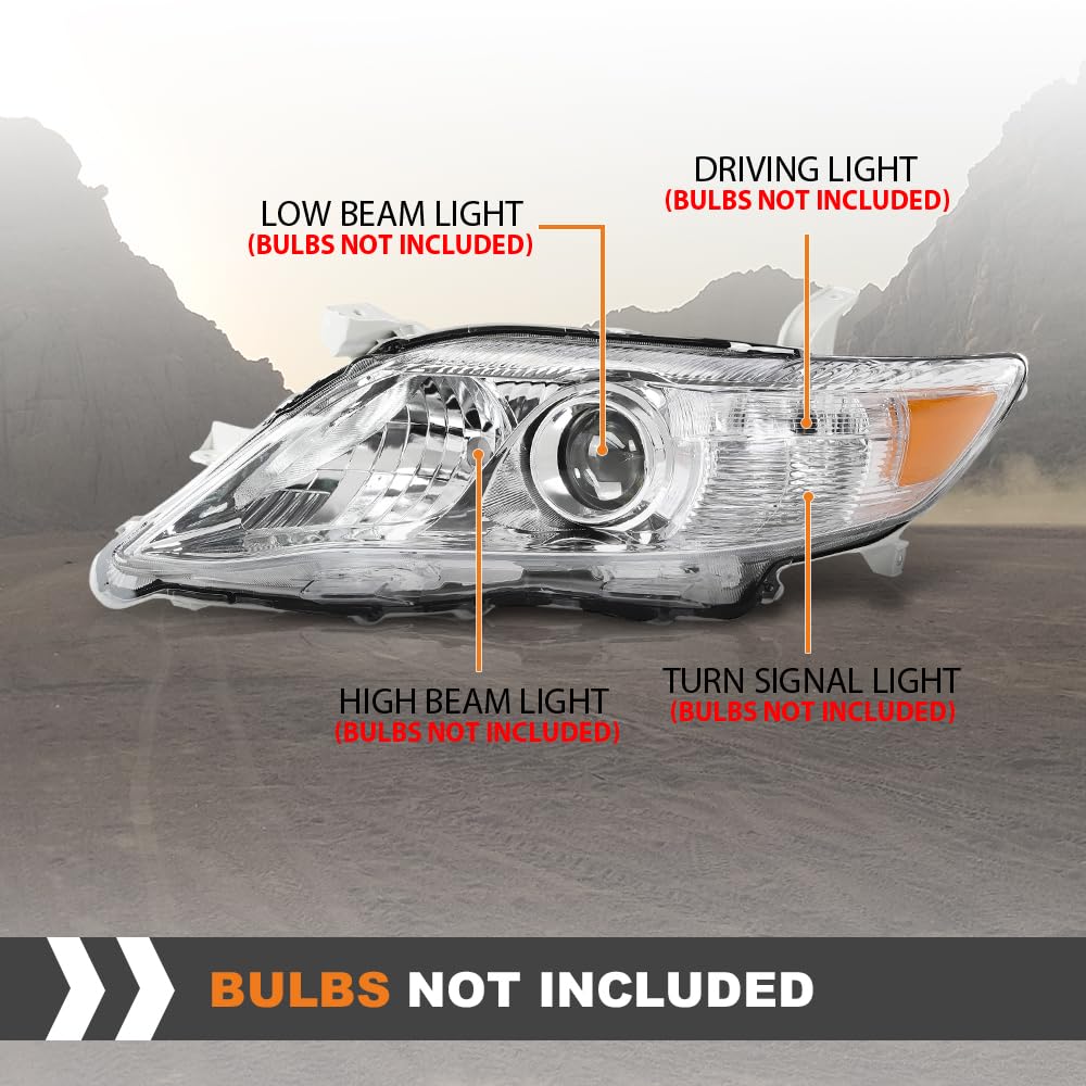 G-PLUS Headlight Assembly Front Headlamp Left Side Compatible with Toyota Camry Sedan 4-Door 2010-2011 TO2503195, TO2503195, 81150-06520, 81110-06520, 8111006500, TO2503191, 8115006500 White