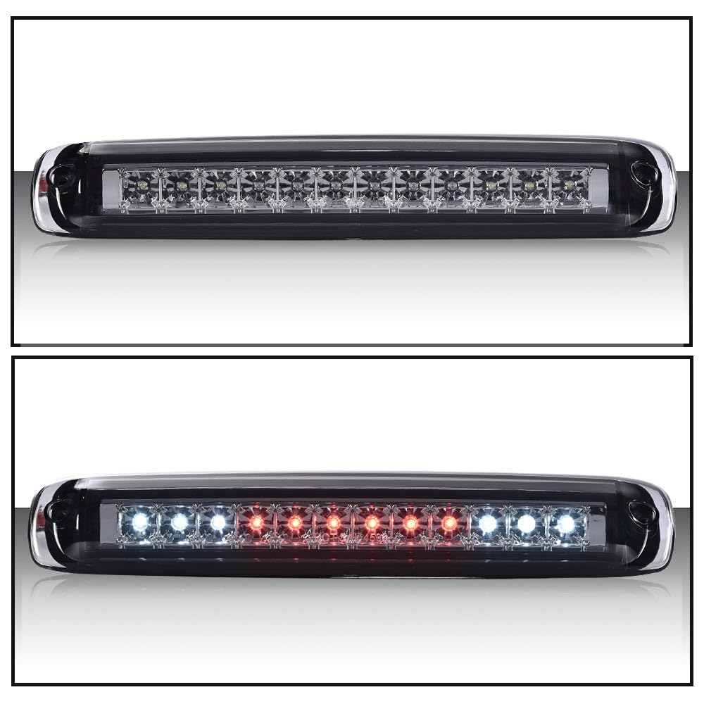 G-PLUS LED 3rd Brake Light Compatible with Chevy Silverado & GMC Sierra 1999-2006/Fit 2007 Silverado & Sierra Classic Brake Lamp Tail Light Assembly Smoky Lens Chrome Housing
