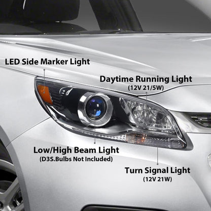 G-PLUS Headlight Assembly Compatible with Chevy Malibu Limited 2013 2014 2015 2016 Right Passenger Headlamps HID Xenon Lamp w/o D3S HID Bulb Clear Lens Black Housing,faros delanteros