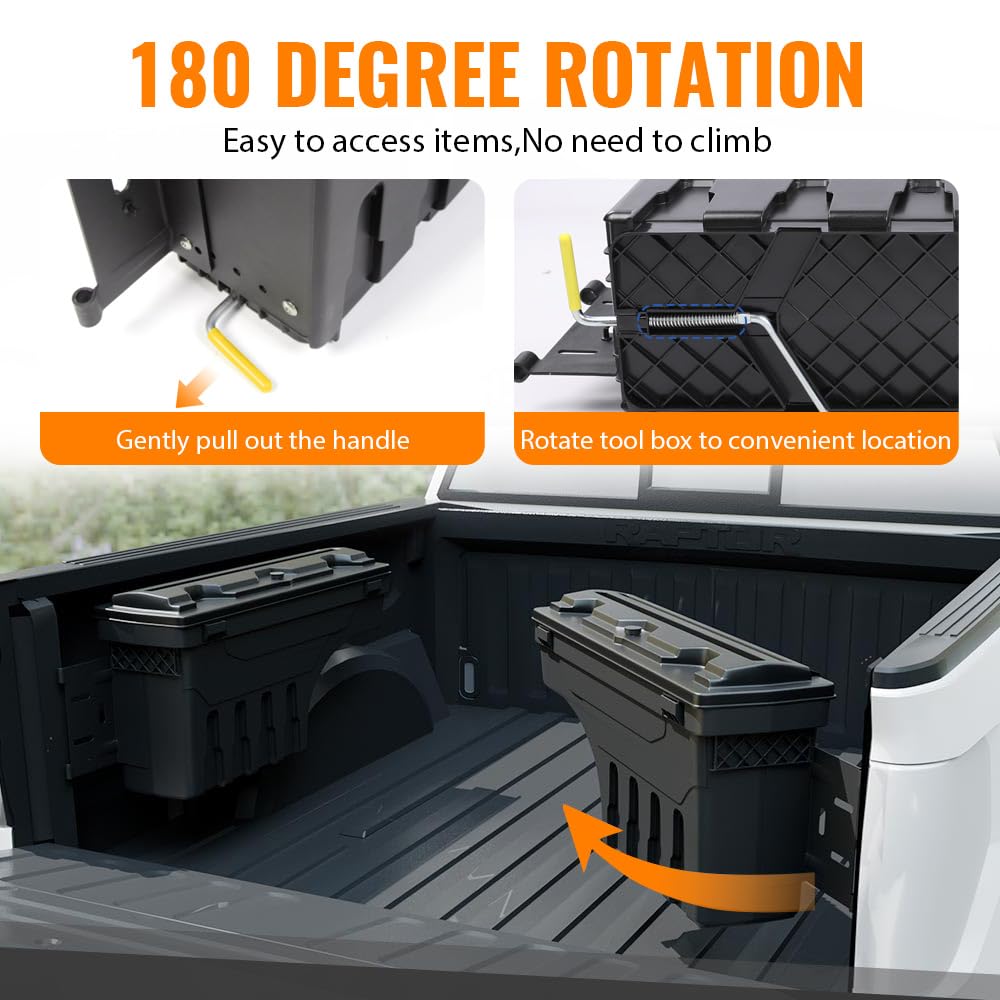 G-PLUS New Lockable Storage Box Case Compatible with Chevy Silverado GMC Sierra 1500 2500 3500 2007-2018 Truck Bed Toolbox Rear Right Passenger Side