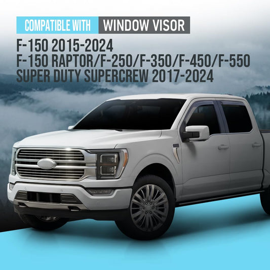 G-PLUS Out-Channel Mount Ventvisor Window Deflectors Compatible with Ford F150 2015-2026; Fit Ford F150 Raptor 2017-2026 4 PCS Smoky