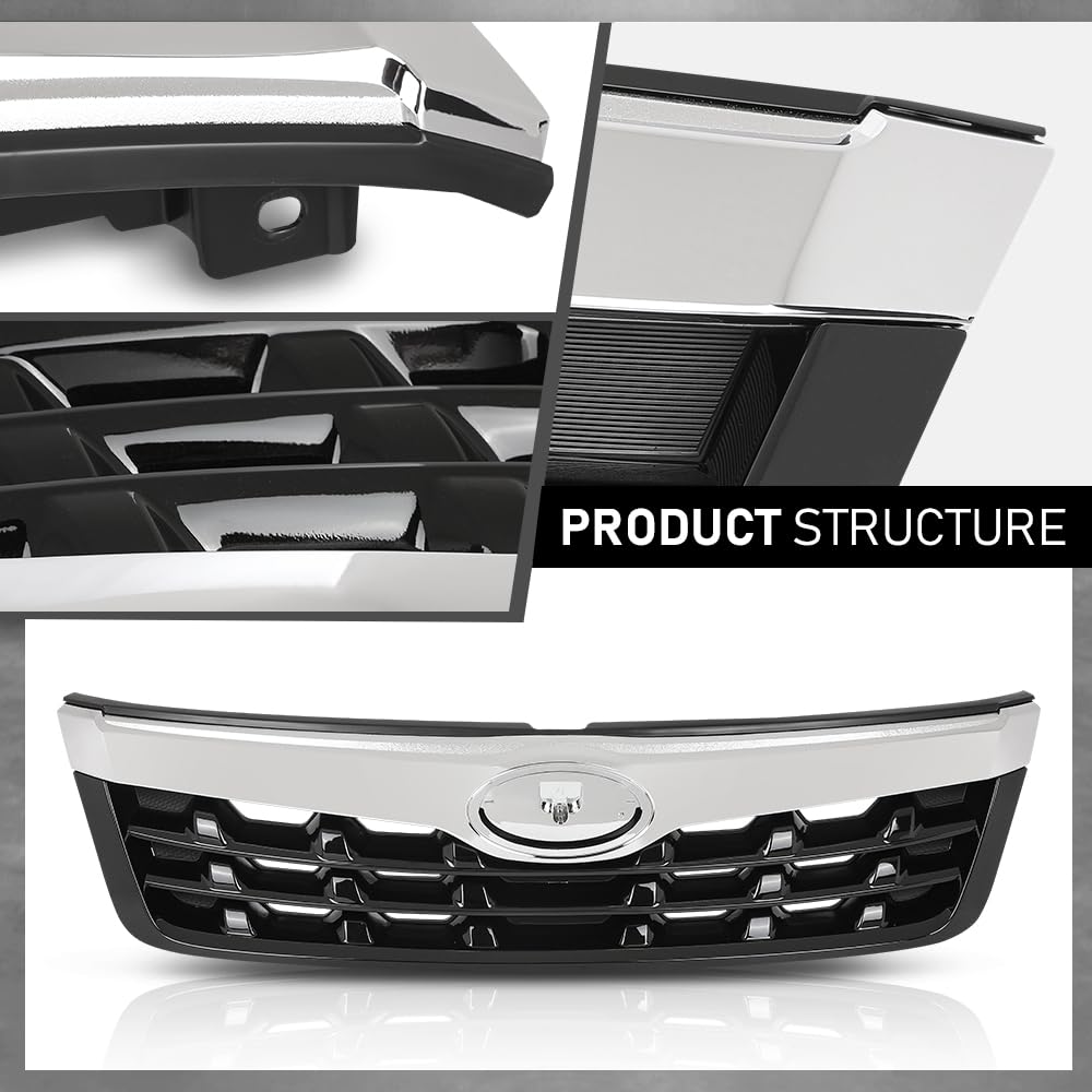 G-PLUS Front Grille Assembly w/Chrome Trim Compatible with Subaru Forester 2011-2013 Upper Bumper Grill Replacement for 91121SC040, 91122SC050