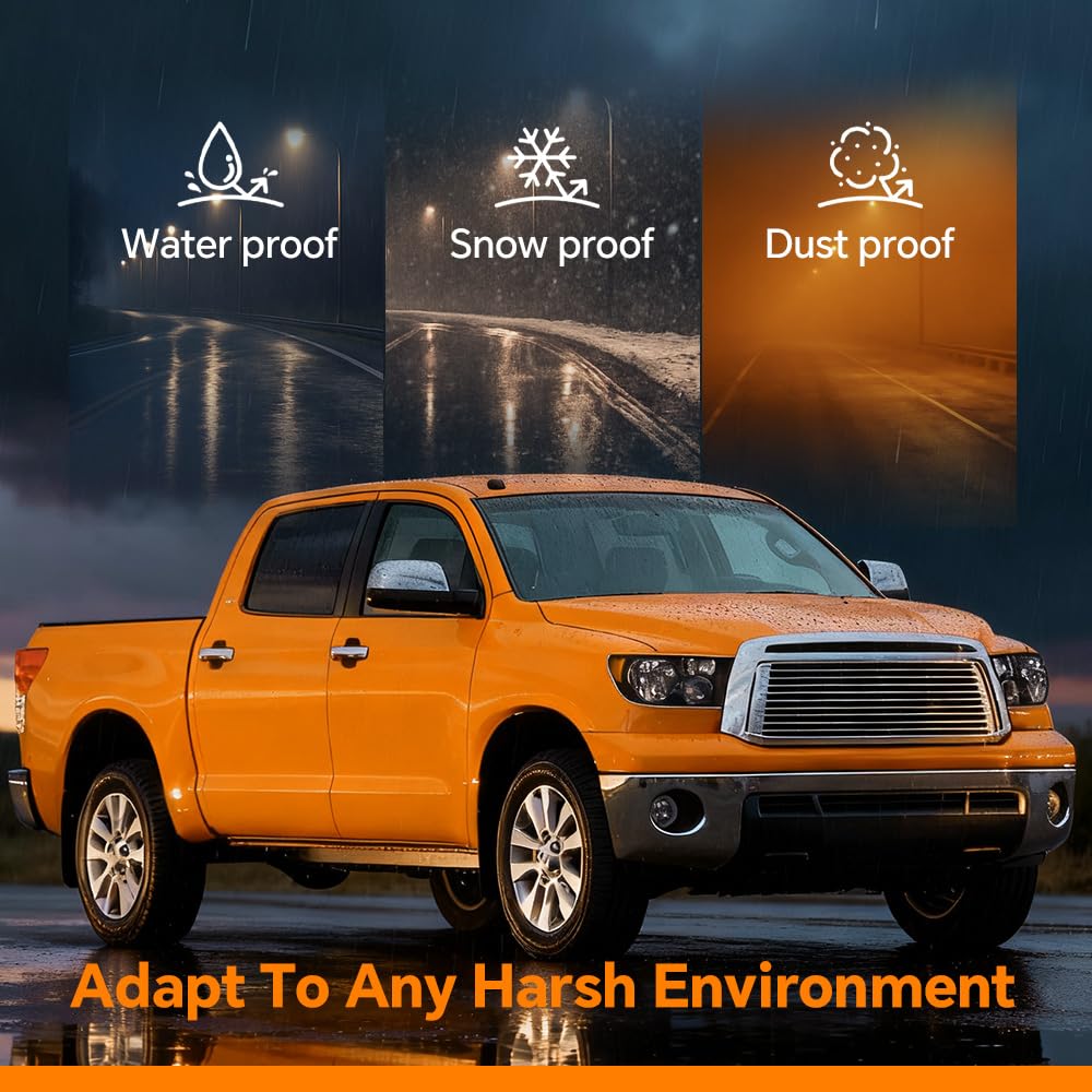 G-PLUS Headlights Assembly W/o Bulbs, Compatible with 2007-2013 Toyota Tundra /2008-2017 Sequoia Bumper Headlamps, Clear Lens Black Housing Amber Reflector LH&RH