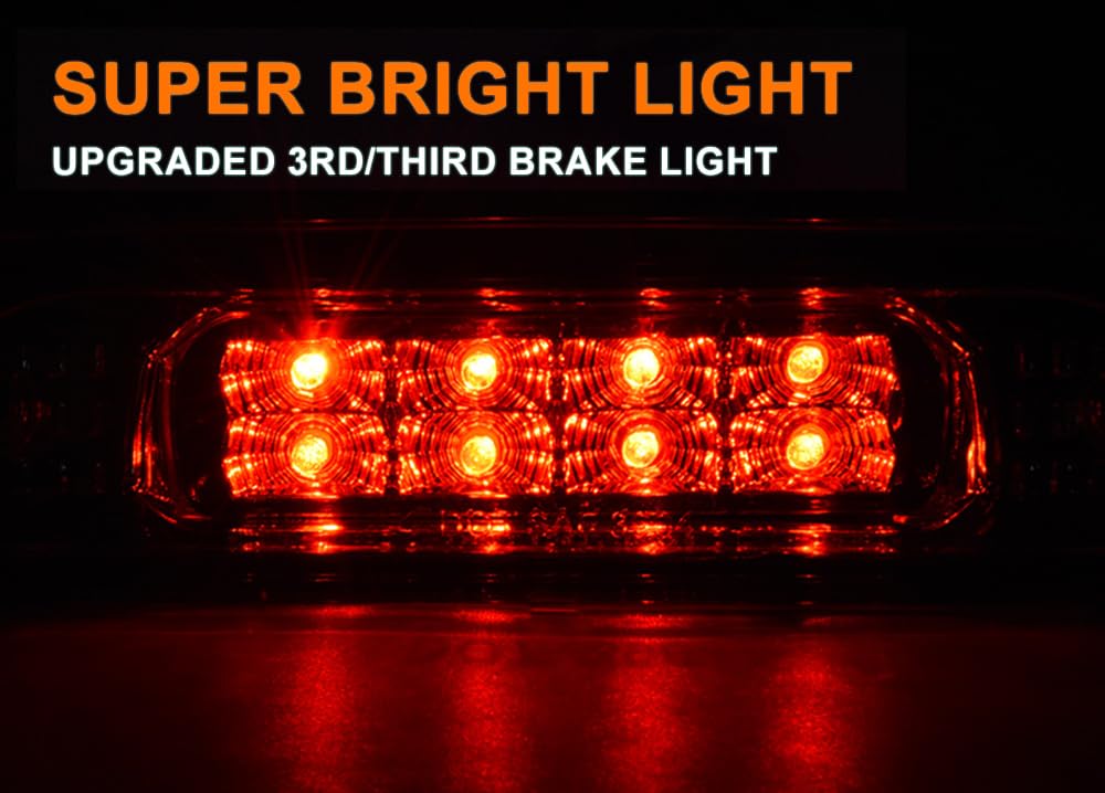 G-PLUS LED Third 3rd Brake Cargo Light Compatible With 1999-2004 Grand Cherokee,Rear Roof Center High Mount Stop Tail Light Replacement (Chrome Housing Clear Lens)