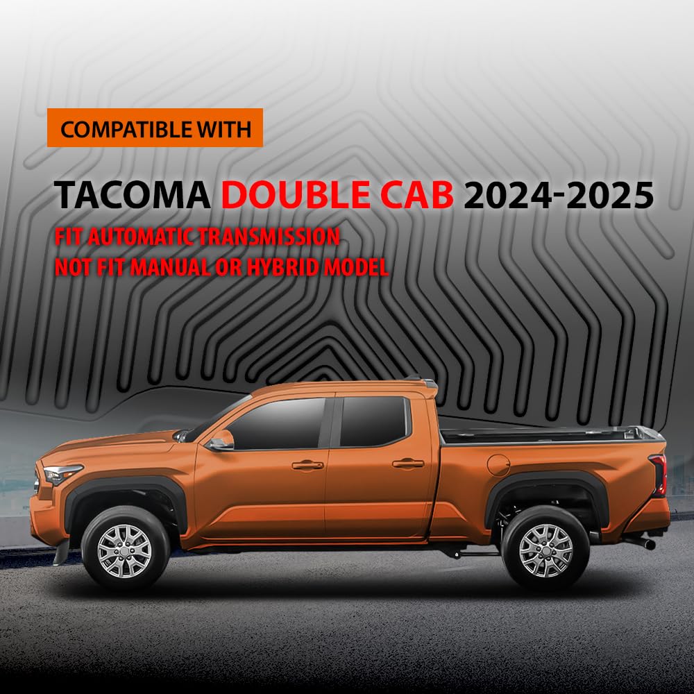 G-PLUS TPE Floor Mats Fit Toyota Tacoma Double Cab 2024-2025 1st & 2nd Row Truck Accessories Cargo Liners All Weather Protection 4PCS Alfombras para Carro