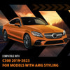 G-PLUS Front Right Outer Primed Bumper Trim Compatible with Benz C300 2019-2023 Fit Models With AMG Styling | OE Replacement 2058858702 MB1047159 | No Cutting | Paint-Ready | Family-Driven Reliability