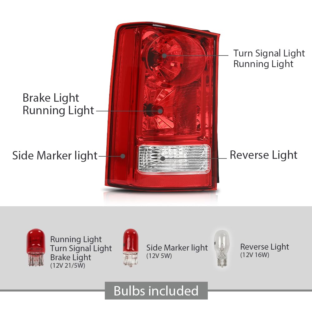 G-PLUS Tail Light Set Rear Brake Lamp with Bulb and Wiring Harness Compatible with Honda Pilot 4-Door Sport Utility 2009-2015 Driver Side Luces TraserasAssembly