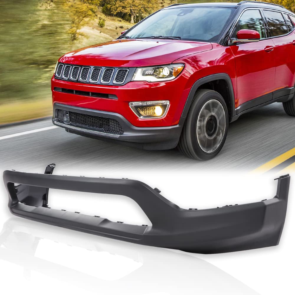 G-PLUS Primered Front Lower Bumper Cover Fascia Compatible with Jeep Compass 2017 2018 2019 2020 2021 Textured Dark Gray 5UQ11RXFAB CH1015131