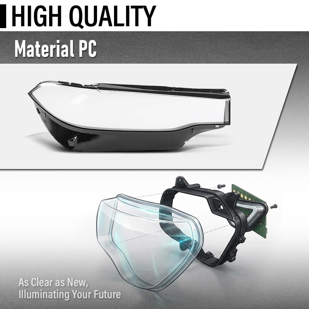G-PLUS Headlight Lens Cover Compatible with BMW X7 X7M G07 2019-2022 Right Side Front Headlamp Lens Cover Clear