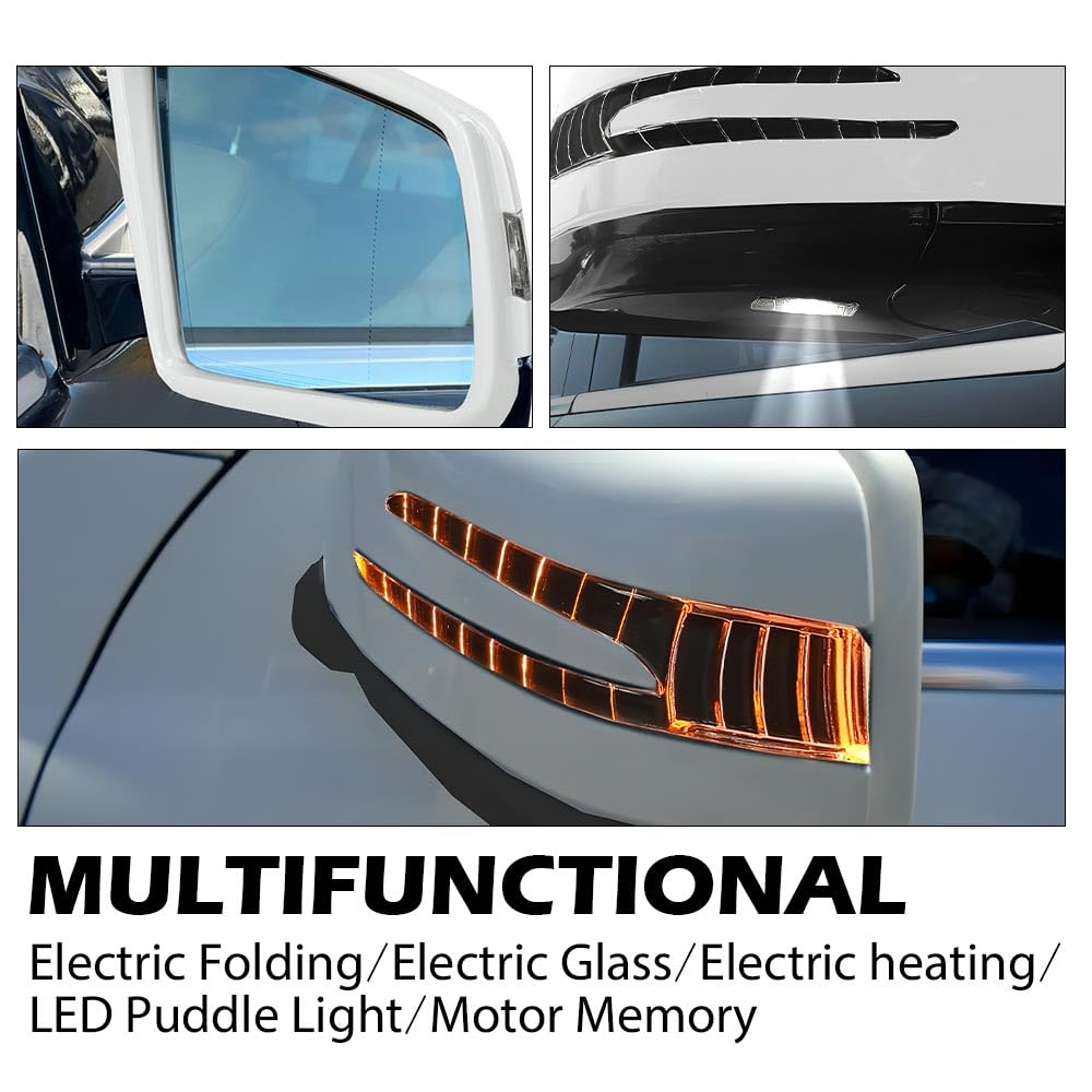 G-PLUS Rear View Side Mirror w/o Blind Spot Driver and Passenger Side Compatible with Benz M GL Class ML63 ML350 ML300 ML500 W164 X164 GL350 GL450 GL550 2005-2011 1648105193 1648104693 White