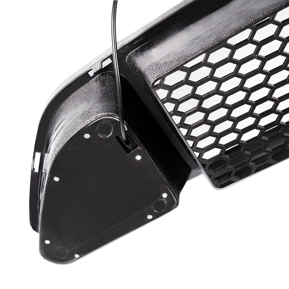 G-PLUS Mesh Front Bumper Upper Hood Grille Compatible with Ford Mustang 2015 2016 2017 Grill with DRL LED Accent Vent Lights