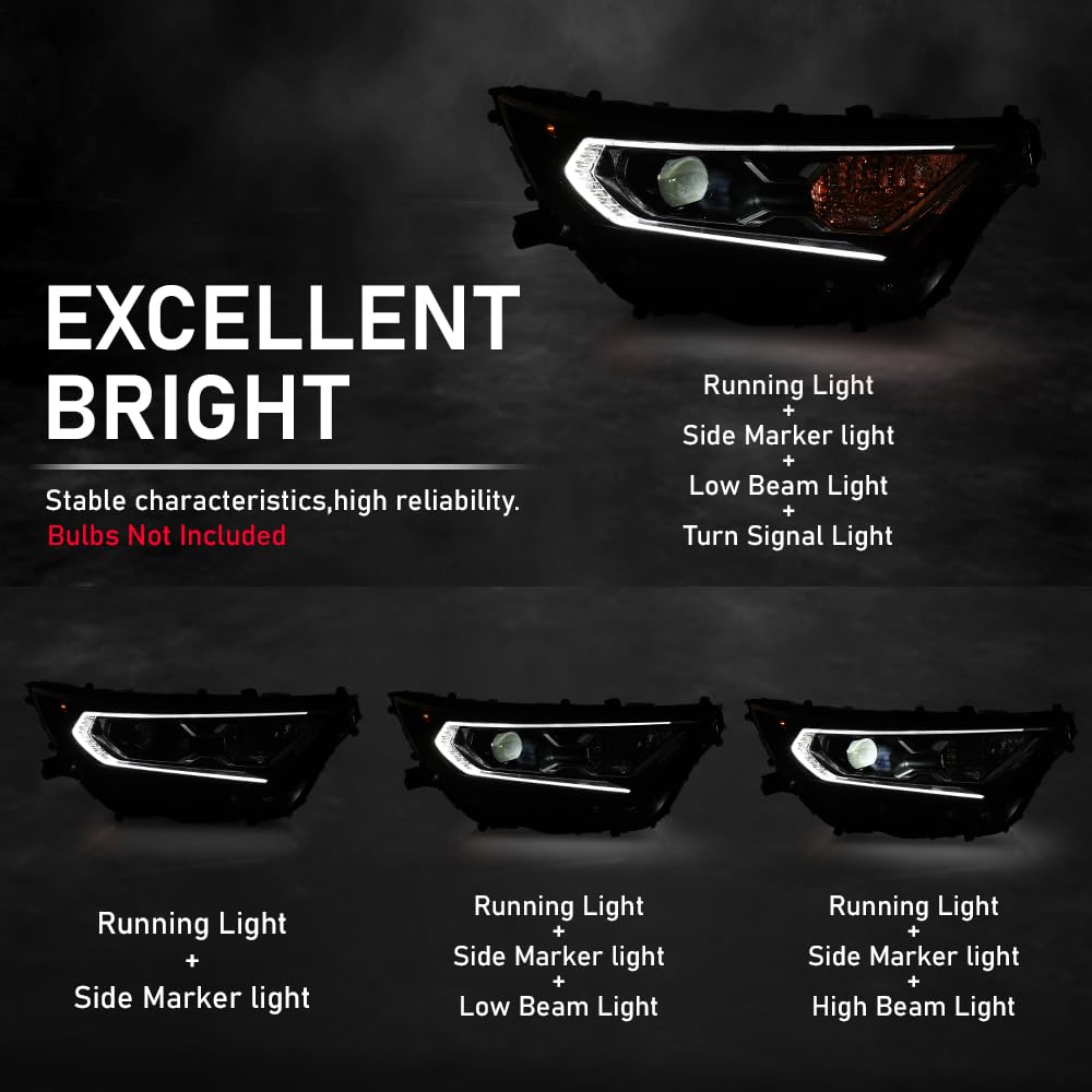 G-PLUS LED Headlights Assembly Front Headlamps Left & Right Pair Compatible with Toyota RAV4 XLE Hybrid XSE/Limited 2019-2022 81150-0R162, 811500R162,faros delanteros