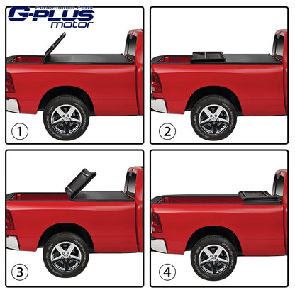 G-PLUS Soft Quad Fold Truck Bed Tonneau Cover Folding Bed Covers Compatible with Ford F150 2015-2020 8' Long Bed (96")