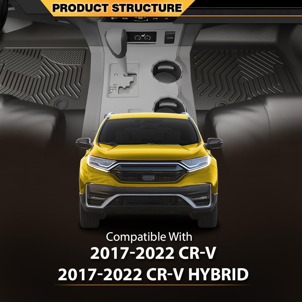 G-PLUS TPE Cargo Liners,Fit for Honda CR-V 2017-2022,Fit Honda CR-V Hybrid 2017-2022,Floor Liner Front & 2nd Row,All Weather Full Cover Protection,alfombras para carro