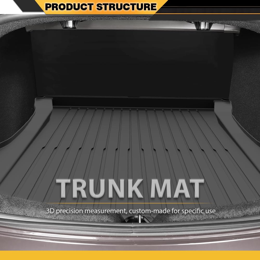 G-PLUS Floor Mats Cargo Liners Compatible with Tesla Model 3 Highland 2024 2025,6PCS TPE Floor Liner,All Weather Full Cover Protection Black Cargo Liner & Trunk Mats Full Set