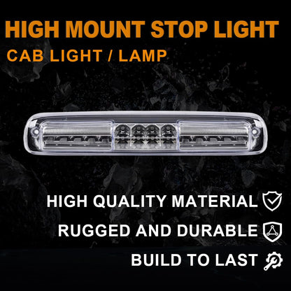 G-PLUS LED Third 3rd Brake Cargo Light Compatible With 1999-2007 Chevy Silverado/GMC Sierra1500 2500 3500,Rear Stop Tail Light Replacement(Chrome Housing Clear Lens)