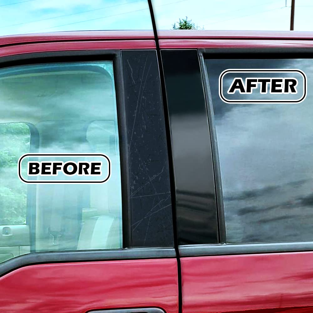 G-PLUS Window Pillar Post Door Trim Set Compatible with Ford F150 Super Cab Crew 2004-2014 4 PCS Black