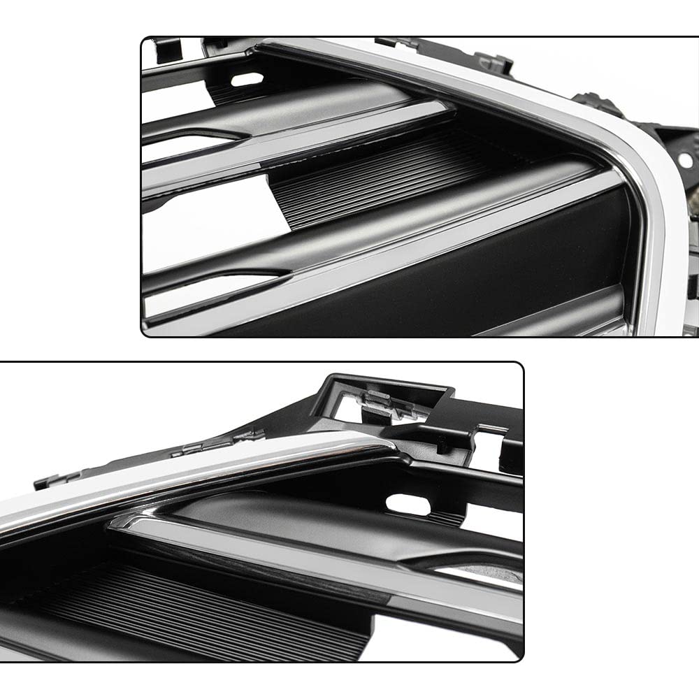 G-PLUS Front Upper Bumper Grille Compatible With Hyundai Elantra 2017 2018 Chrome & Black Grill Trim