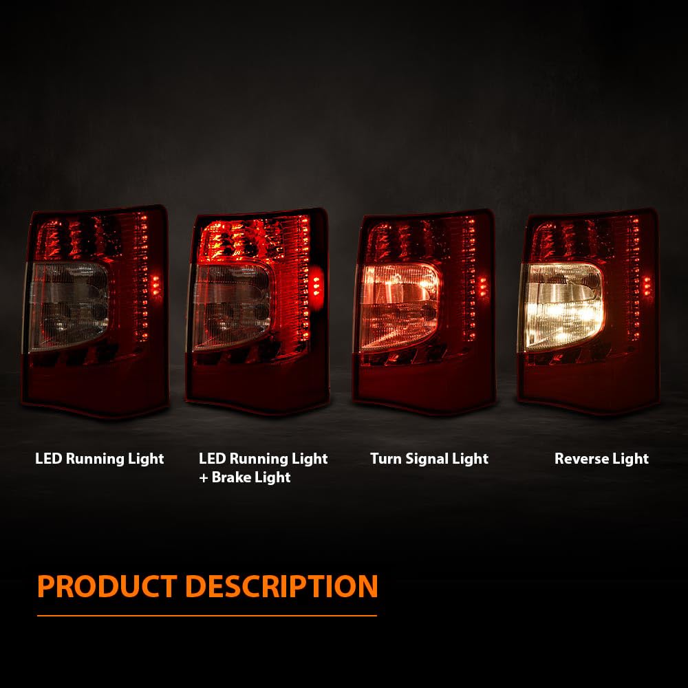 G-PLUS LED Rear Tail Lights Lamps Right w/Bulbs Compatible with Chrysler Town & Country 2011-2016 CH2800198, CH2801198,5182531AE, 5182530AE Luces Traseras Rear Brake Lamps Assembly