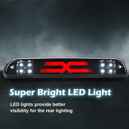 G-PLUS LED Third Type X High Mount Brake Stop Light Compatible with 1993-2011 Ranger, Fit 1999-2016 F250 F350 F450 F550 Super Duty,Fit 1995-2003 Mazda B2300 B2500 B3000 B4000 Smoky Lens Black Housing