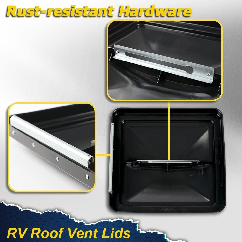 G-PLUS 3PCS Black Roof Vent Cover 14" x 14" Compatible with Universal RV, Trailer, Camper, Motorhome Trailer Ventline,Vent Lid Replacement