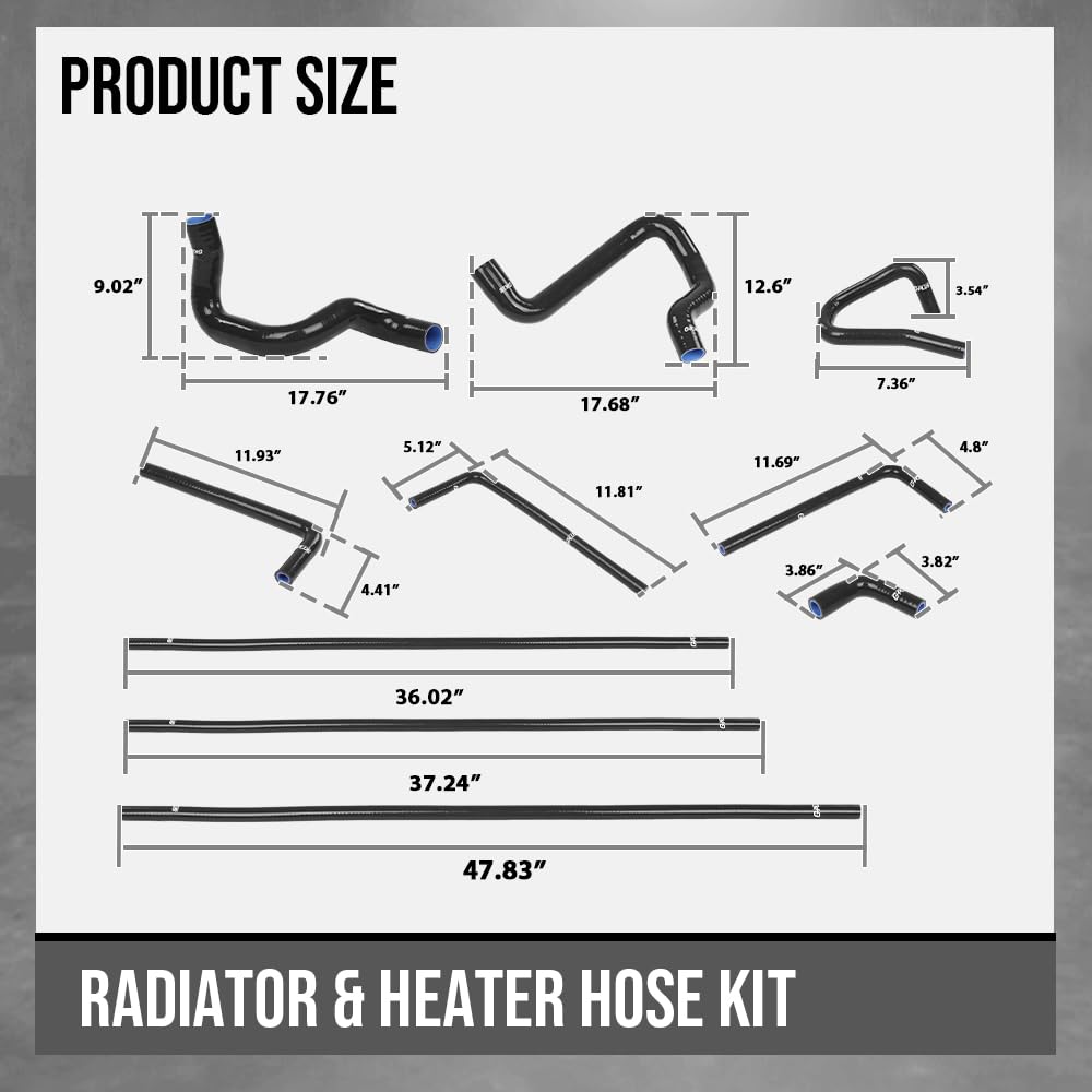 G-PLUS Radiator & Heater Hose Kit Compatible with Ford F150 F250 F350 Bronco Trucks Pickups with 5.0L/5.8L Engine 1988 1989 1990 1991 1992 1993 1994 FOTZ8260E, FOTZ8286D Black