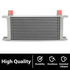 G-PLUS Engine Transmission Oil Cooler 16Row for Universal AN10 Aluminum Silver Side View