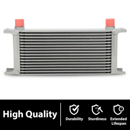 G-PLUS Universal Aluminum Engine Transmission Racing Oil Cooler Silver 16 Row English-style AN10-10AN T-6061 Aluminum
