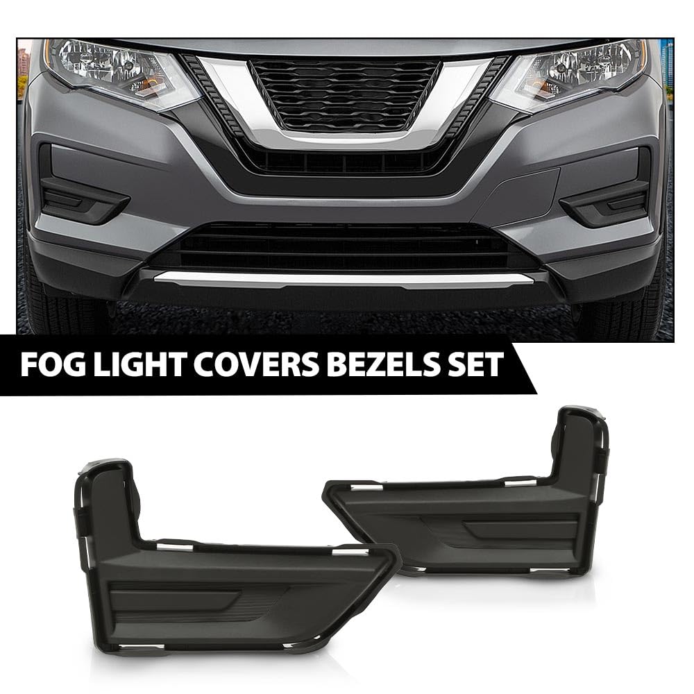 G-PLUS Fog Light Covers Bezels Driver and Passenger Side Compatible with Nissan Rogue S 2017-2020 622566FL0A 622576FL0A NI1039148 NI1038148