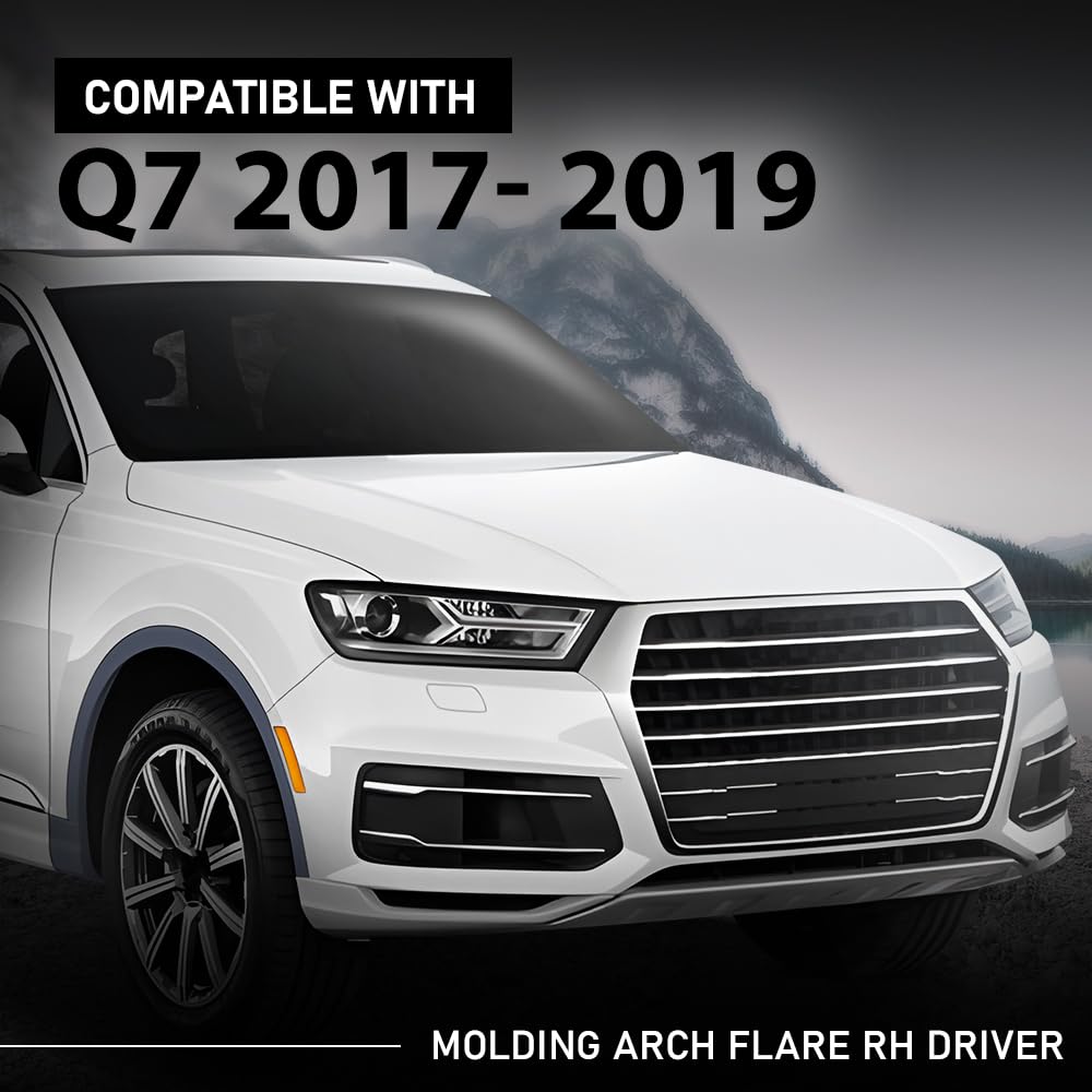 G-PLUS Front Right Fender Flare Wheel Opening Molding Arch Trim, Compatible with Audi Q7 2017 2018 2019, Passenger Side, AU853718A, 4M0853718AGRU