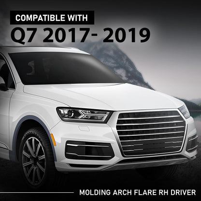 G-PLUS Front Right Fender Flare Wheel Opening Molding Arch Trim, Compatible with Audi Q7 2017 2018 2019, Passenger Side, AU853718A, 4M0853718AGRU