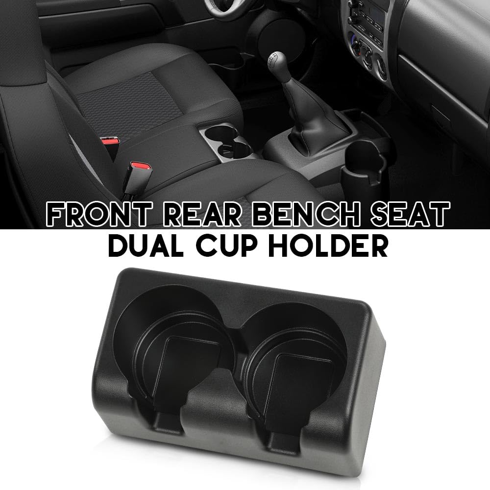 G-PLUS Front Rear Bench Seat Dual Cup Holder Center Console Insert Double Storage Compatible with Chevy Colorado 2004-2012/Fit GMC Canyon 2004-2012 19256630 89039574 89039575 19121876