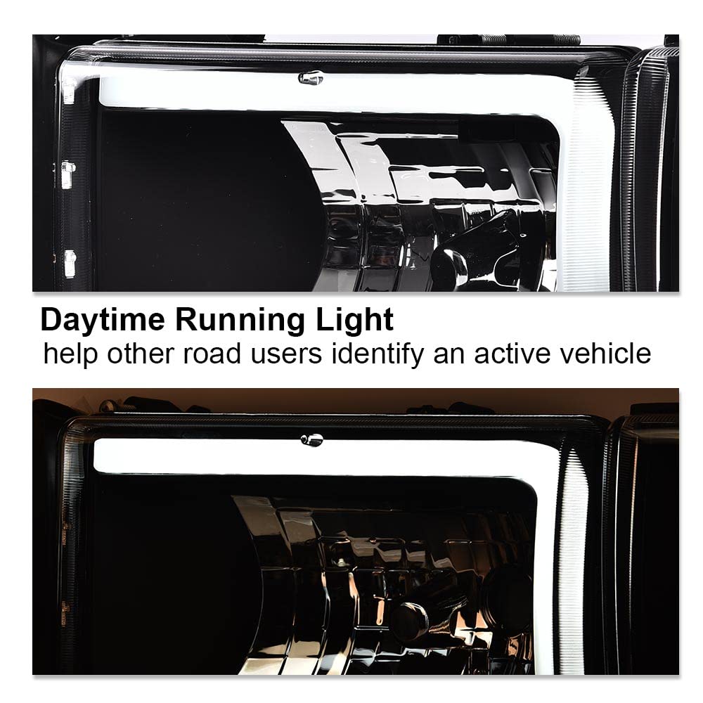G-PLUS DRL LED Headlights Assembly Fit Dodge Ram 1500 1994-2001,Fit Dodge Ram 2500 3500 1994-2002(Not for Ram Sport) Headlamps w/o Bulbs Clear Lens Black Housing Clear Reflector